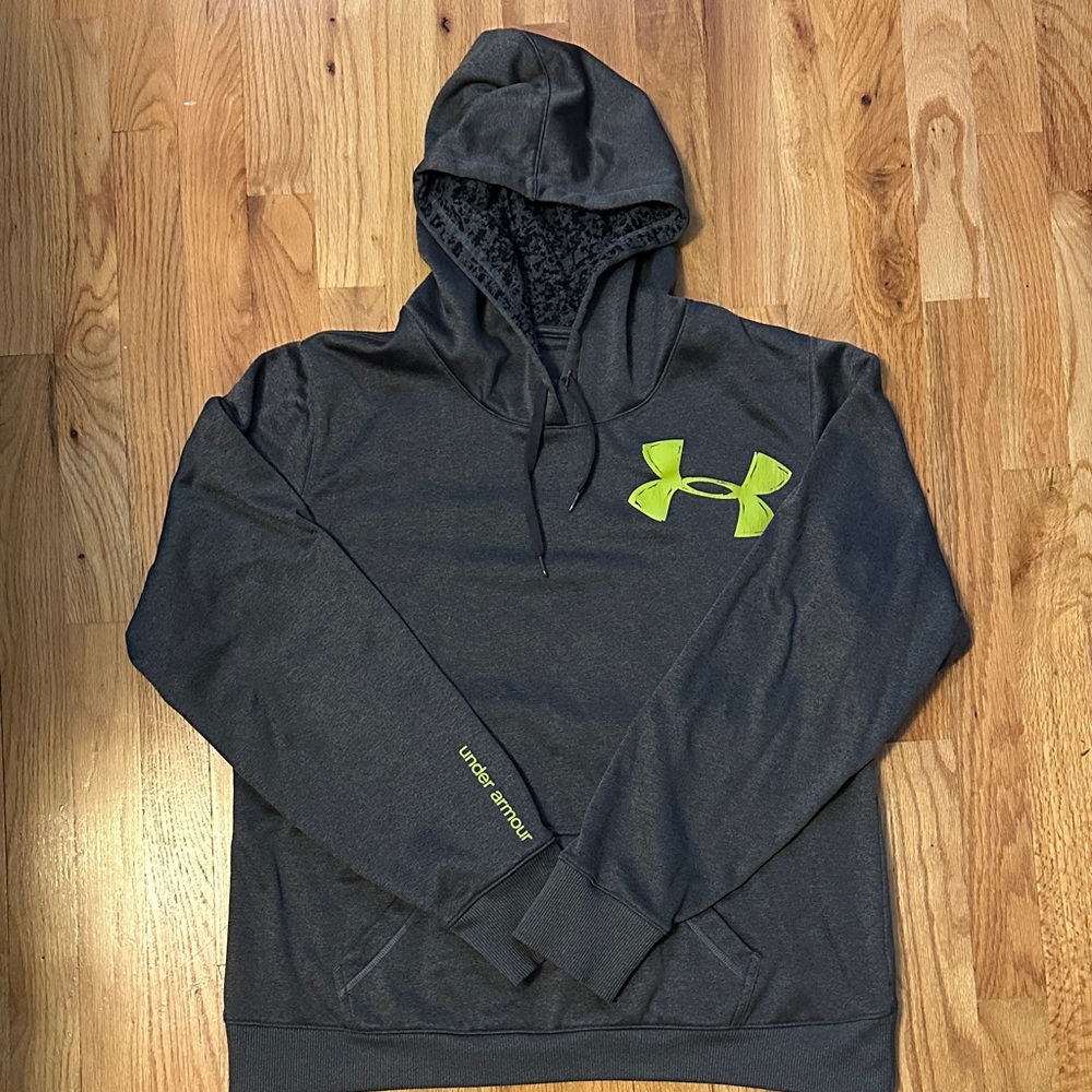 Under Armour Gray Hoodie with Neon Green Logo